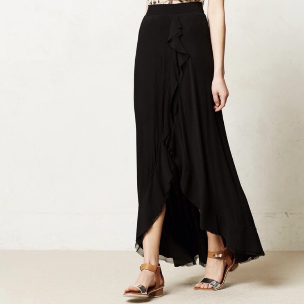 Anthropologie Black Split Maxi Skirt